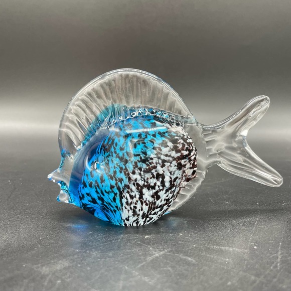 Art Glass Fish Paperweight Murano Style Tropical Fish Glass Figurine - Picture 6 of 12